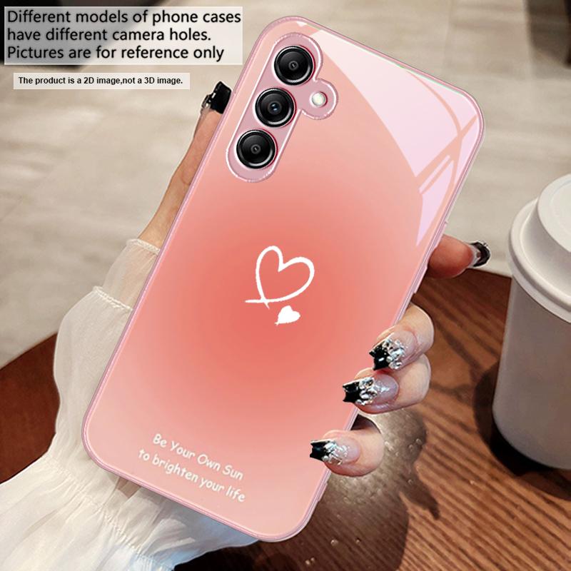 Gradient Heart Shape For Samsung A73 72 71 A70 56 55 54 A53 52 51 A50 42 A35 A34 33 32 31 26 25 24 23 22 30 Glass Phone Case