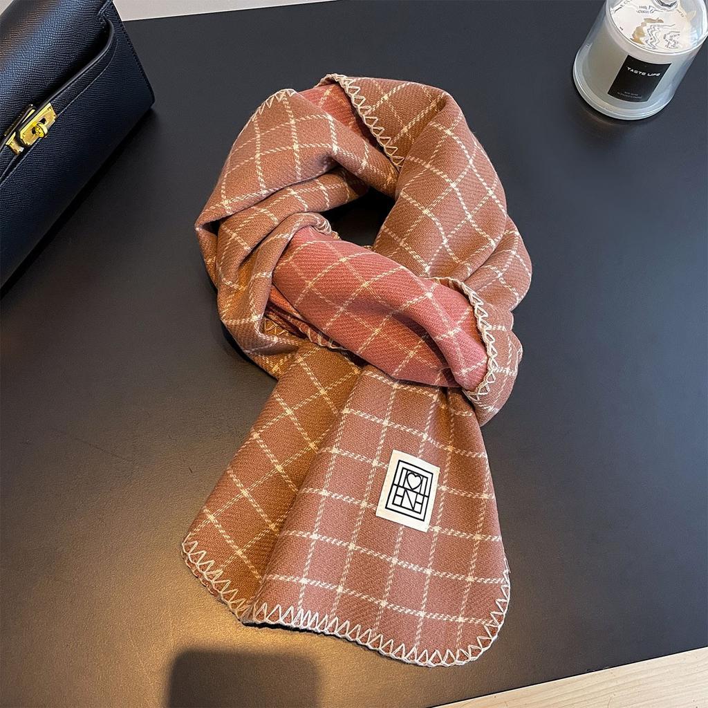 Korean Plaid Scarf Women Winter Classic Warm Imitation Cashmere Scarves Thick Bandana Fashion Luxury Shawl Wrap Bib Neckerchief