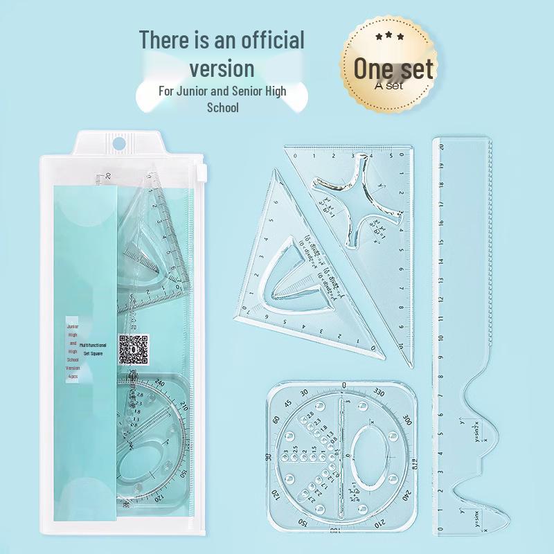 Multifunctional Geometric Template: Student Ruler & Angle Set Standard