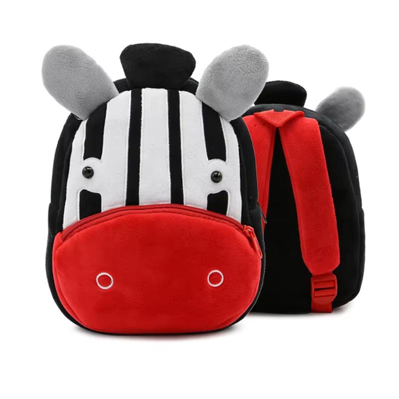 Cute 3D Cartoon Animal Plush Toddler Backpack, Soft Kids Kindergarten Schoolbag Travel Gift Bag for Boys & Girls