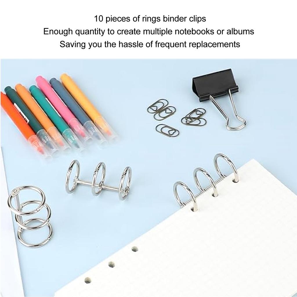 10Pcs 3 Ring Metal Loose Leaf Binders Stainless Steel Book Rings Po Album Binding Spines For Notebook Travel Diary