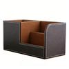 Desk Organizer Pen Holder PU Leather Multifunctional Tabletop Storage Box 3 Compartments for Office Home School Coffee