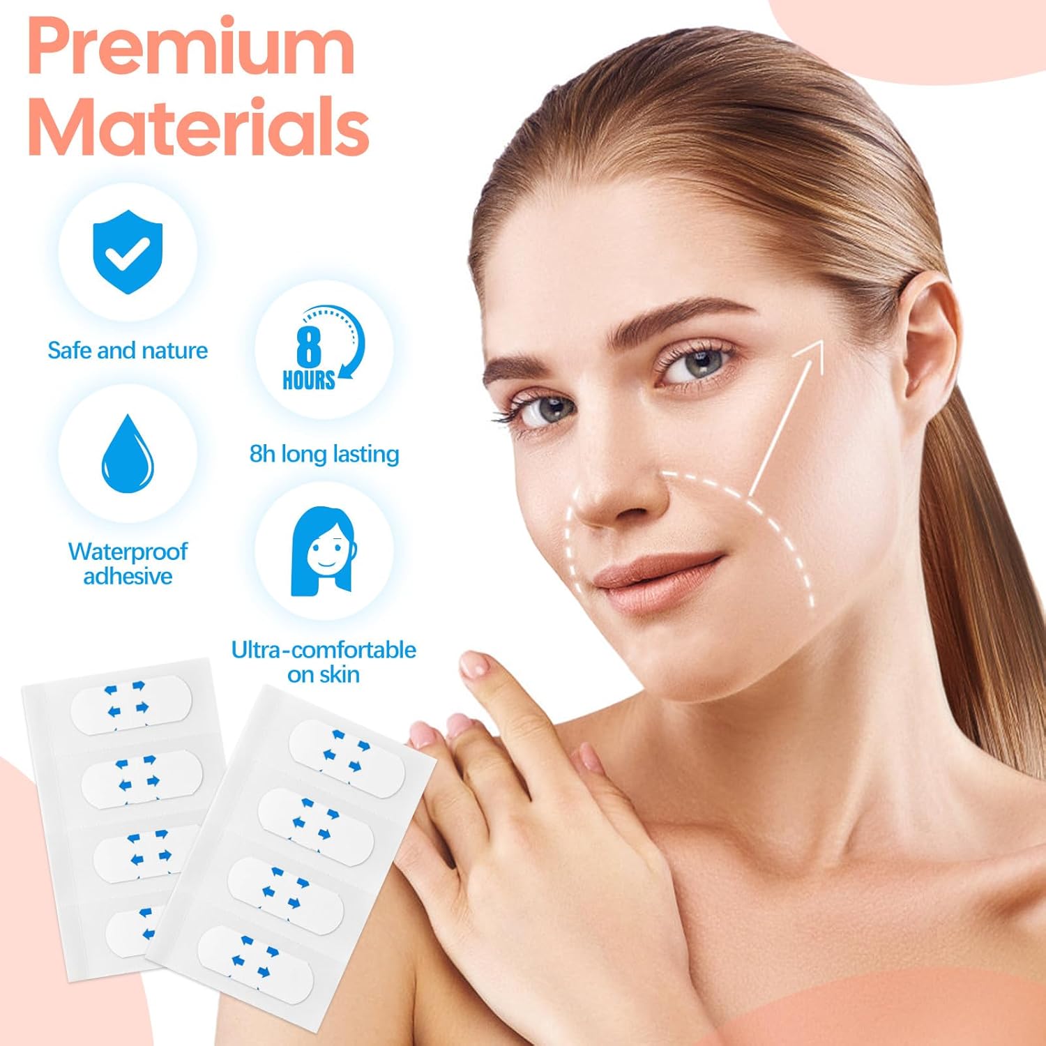 invisible face lift tape makeup - lifting, firming, and long lasting face tape, Instant V-shaped Lifter Face-lift Sticker for Lifting Sagging Skin