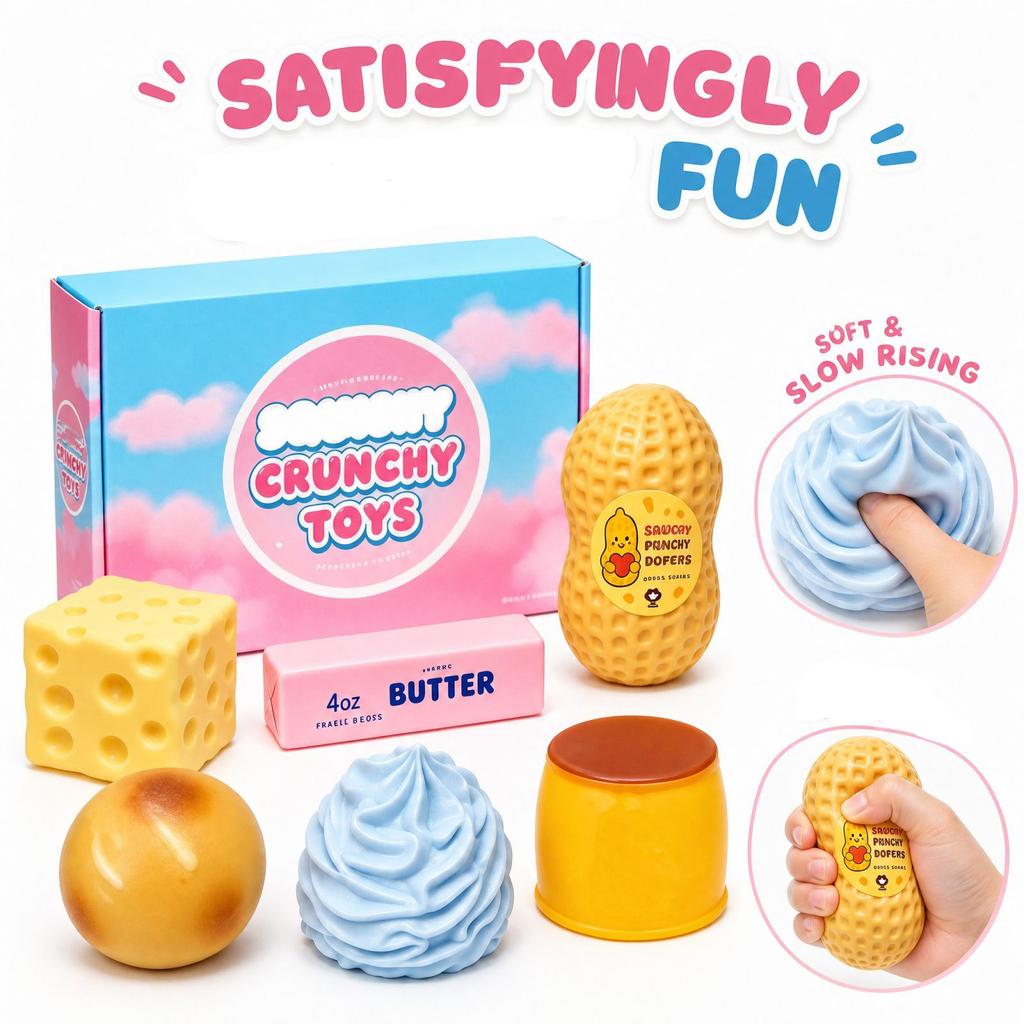6-Piece Boxed Stress-Relief Toy Set – Sensory Combo, Creative Slow-Rising Soft Toys, Party Favors, 6 Different Styles