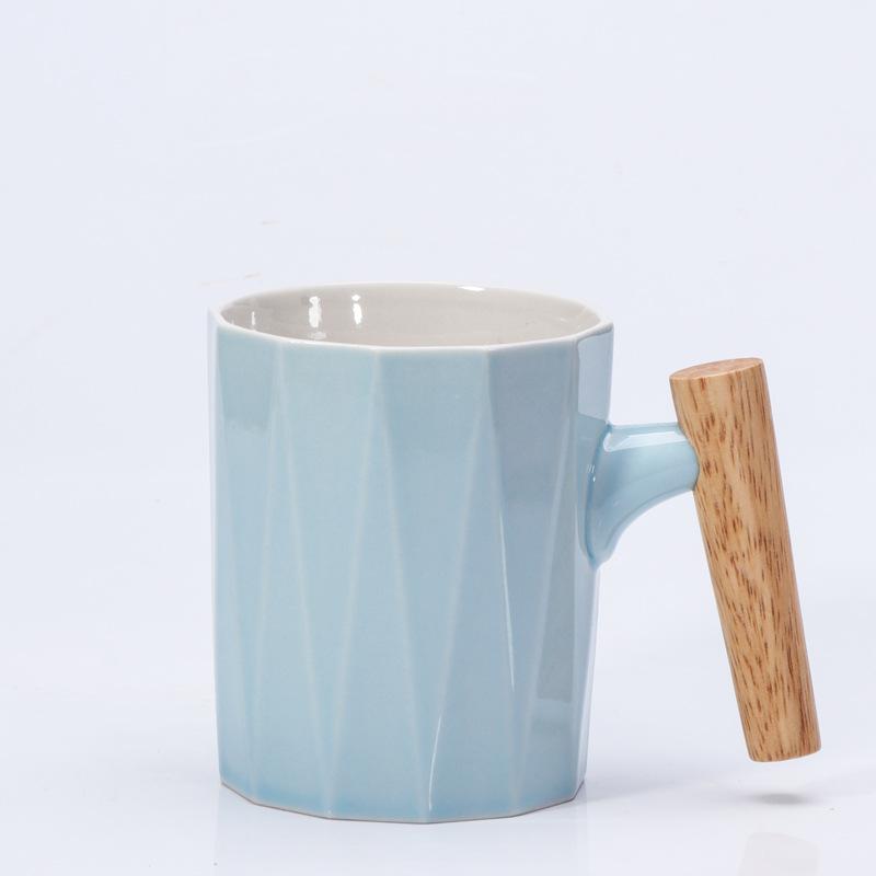 

ins Nordic snowflake glaze wood handle ceramic mug literary coffee cup festival gifts 301-400ml