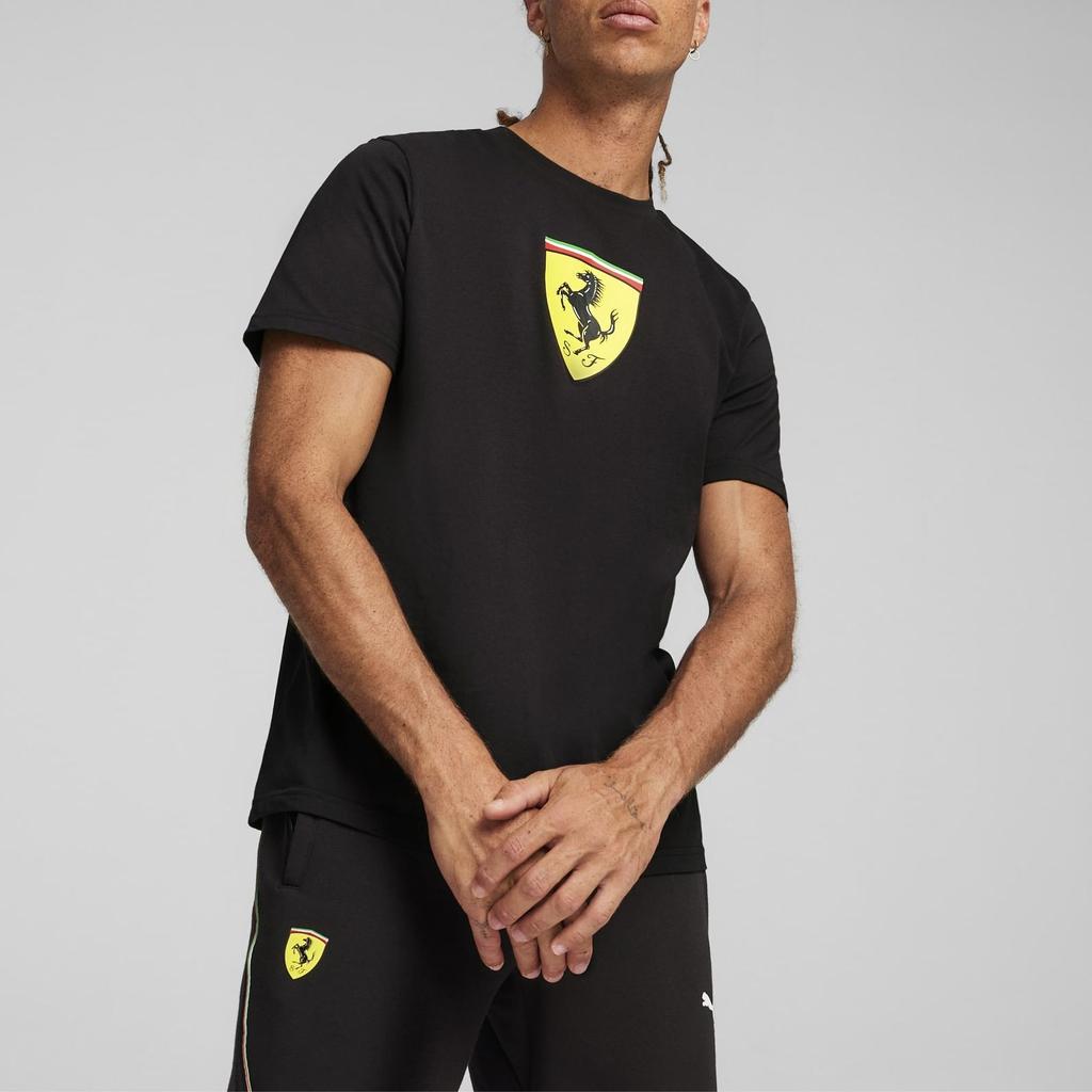 Puma Scuderia Ferrari Logo Design Casual Round Neck Short Sleeve T-Shirt Men T-Shirts Black 623805-01