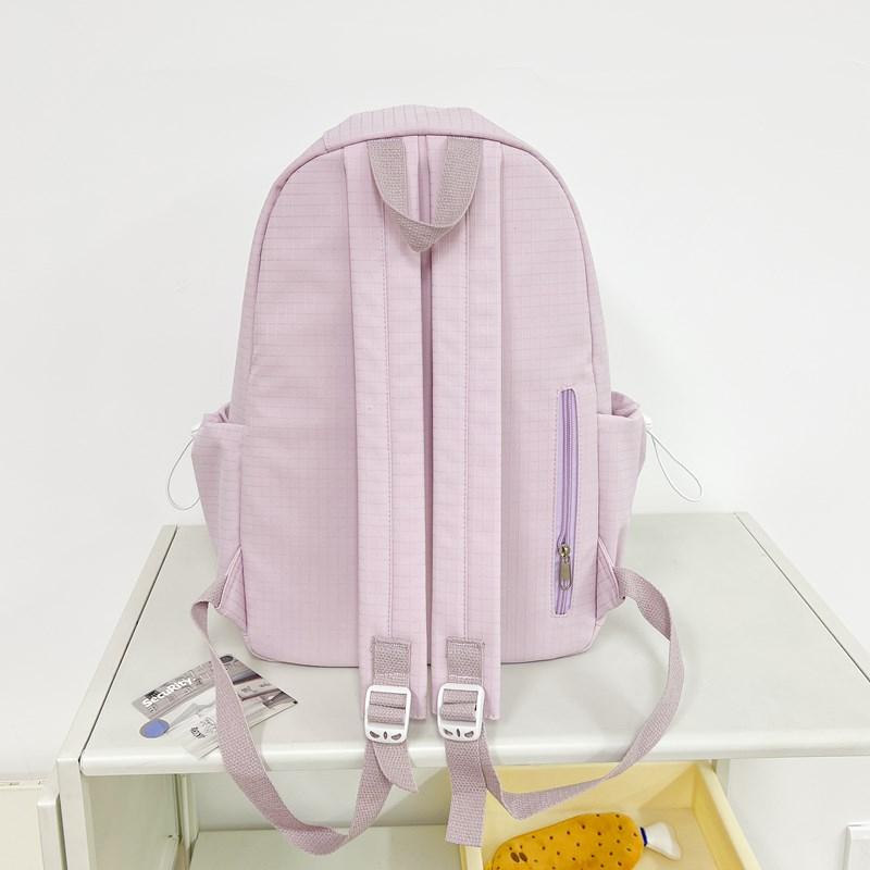 Solid Color Women's Backpack Large Capacity Student School Bag