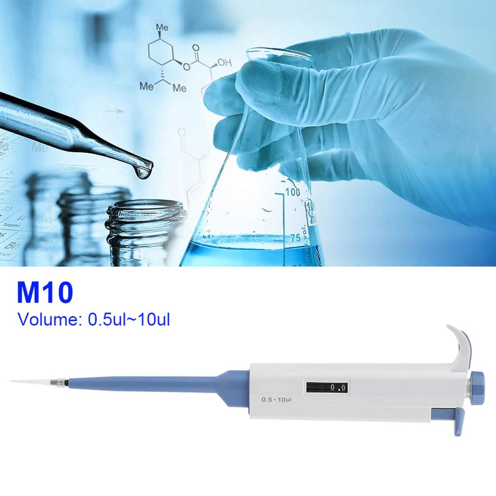 Walfront Micropipette, Pipettor, Adjustable Volume Dispenser, Single Channel, Manual Adjustment, 0.5-10ul, Lab Tool, Mechanical Drive