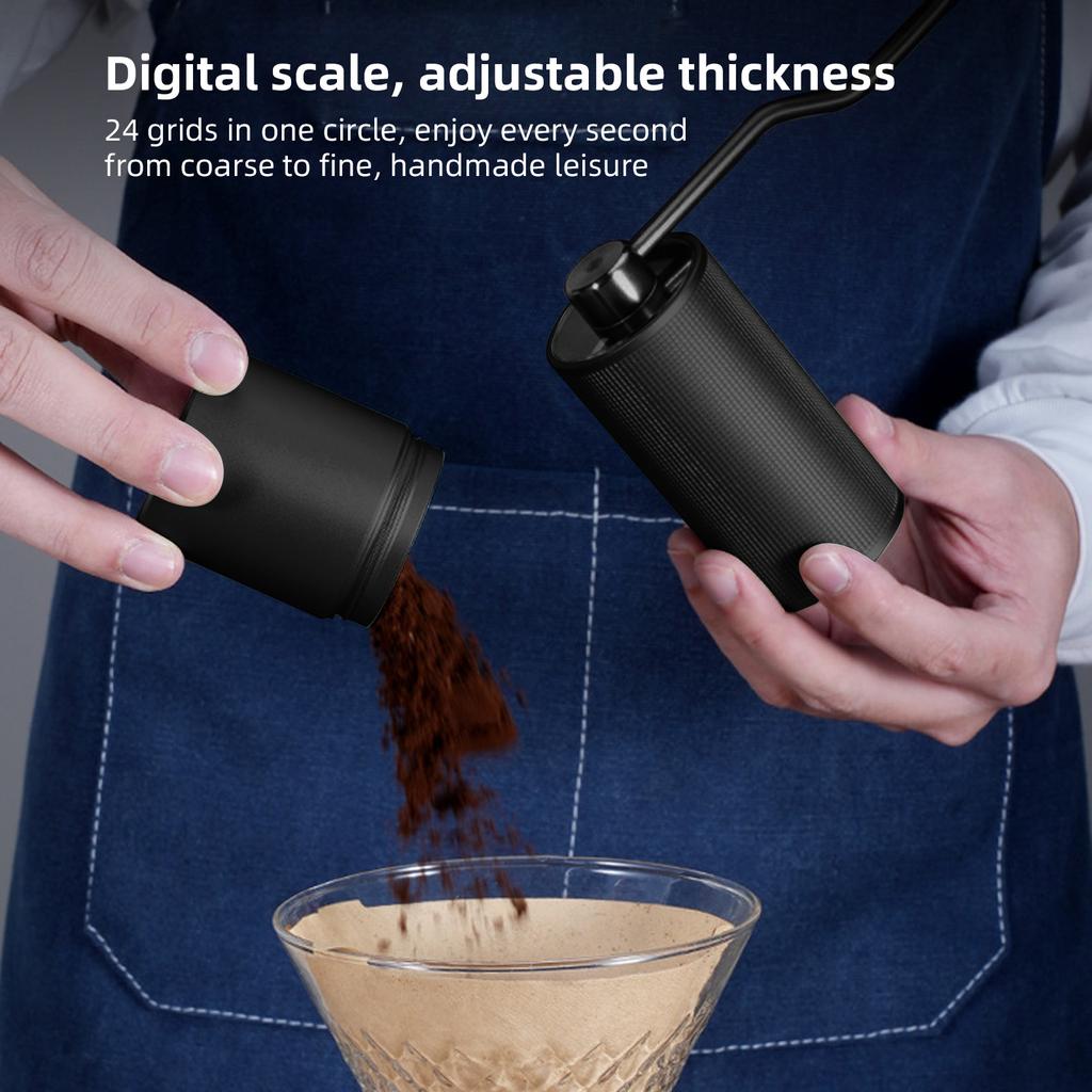 Manual Coffee Bean Grinder with Ergonomic Wood Crank 5 Core Conical Stainless Steel Burr 24 Gears