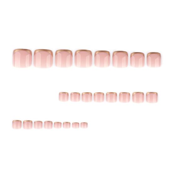24Pcs Golden French Tip Toenails Glossy Press on Removable