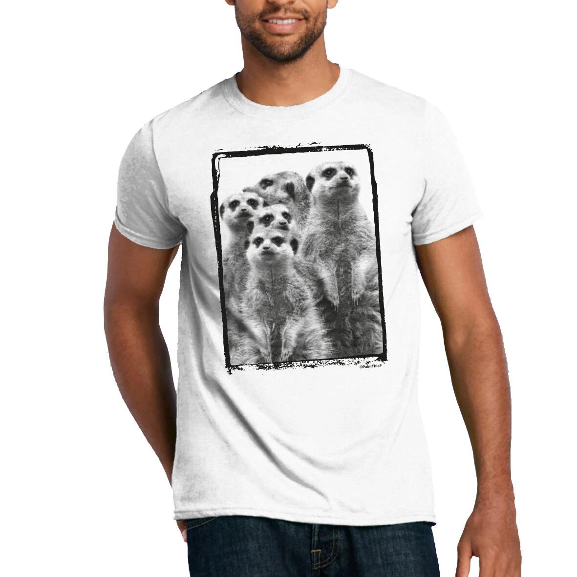 Meerkat Gang T-Shirt Meerkat Cute Close Up Monochrome Animals M