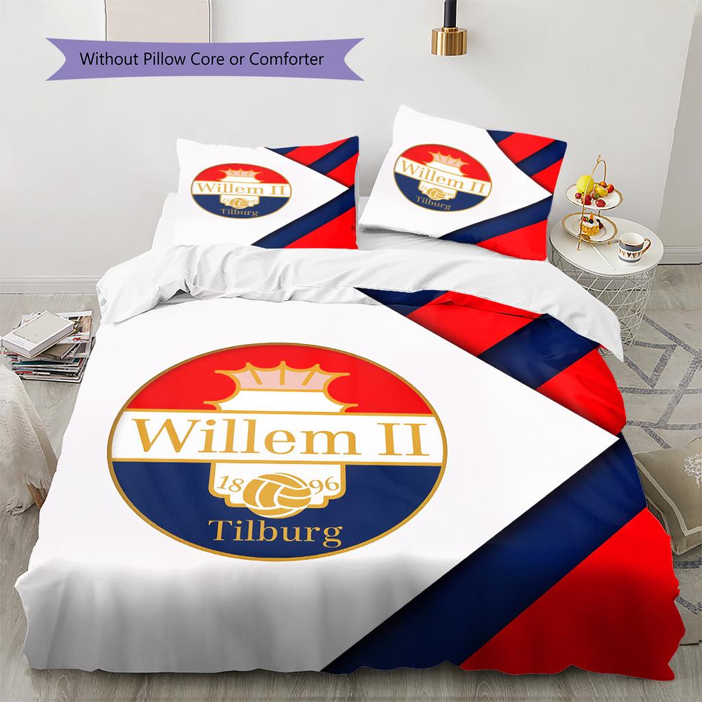 Willem II Tilburg Vzorované povlečení Sada prošívaných přikrývek Domácí dekorace Dárek (1 * povlak na peřinu + 2 * povlak na polštář bez jádra)
