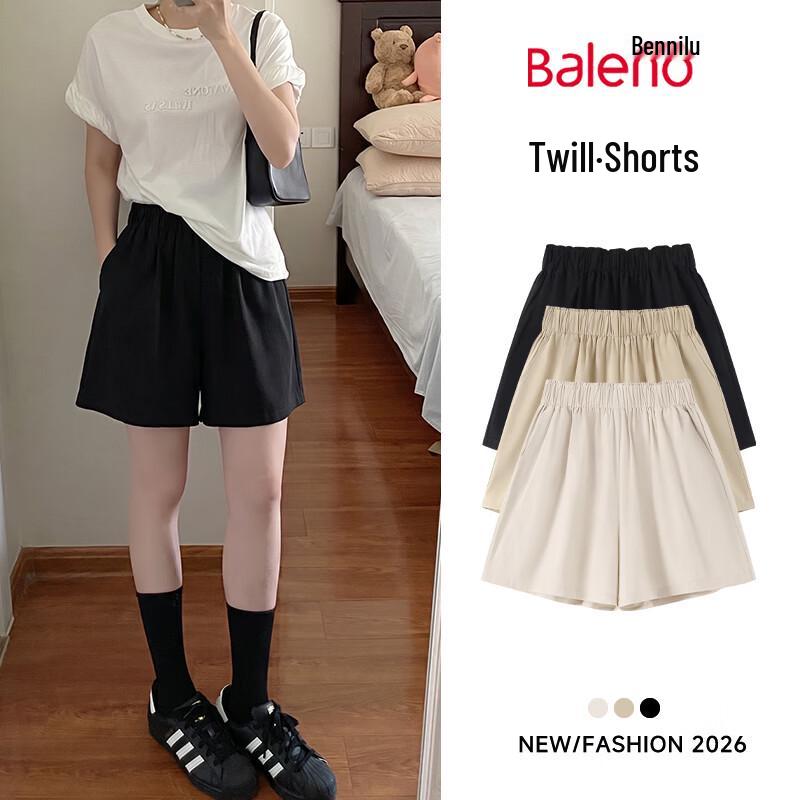 Baleno Women s A-Line High-Waist Cotton Shorts L