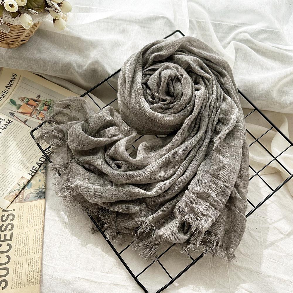 New solid color wool scarf women's retro dirty dyed striped shawl scarf