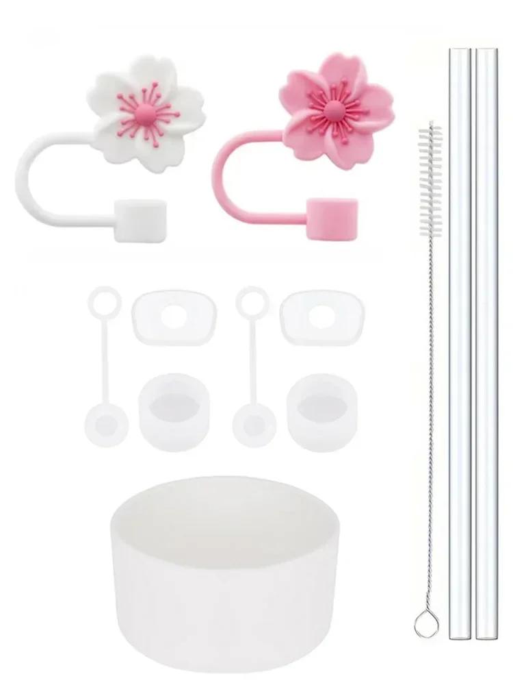 Set di 11 Pezzi di Accessori per Stanley Cup Tappo in Silicone Anti-Sversamento Copri Cannuccia Tappo Cannuccia Riutilizzabile 1 Spazzola per Pulizia 40oz 30oz