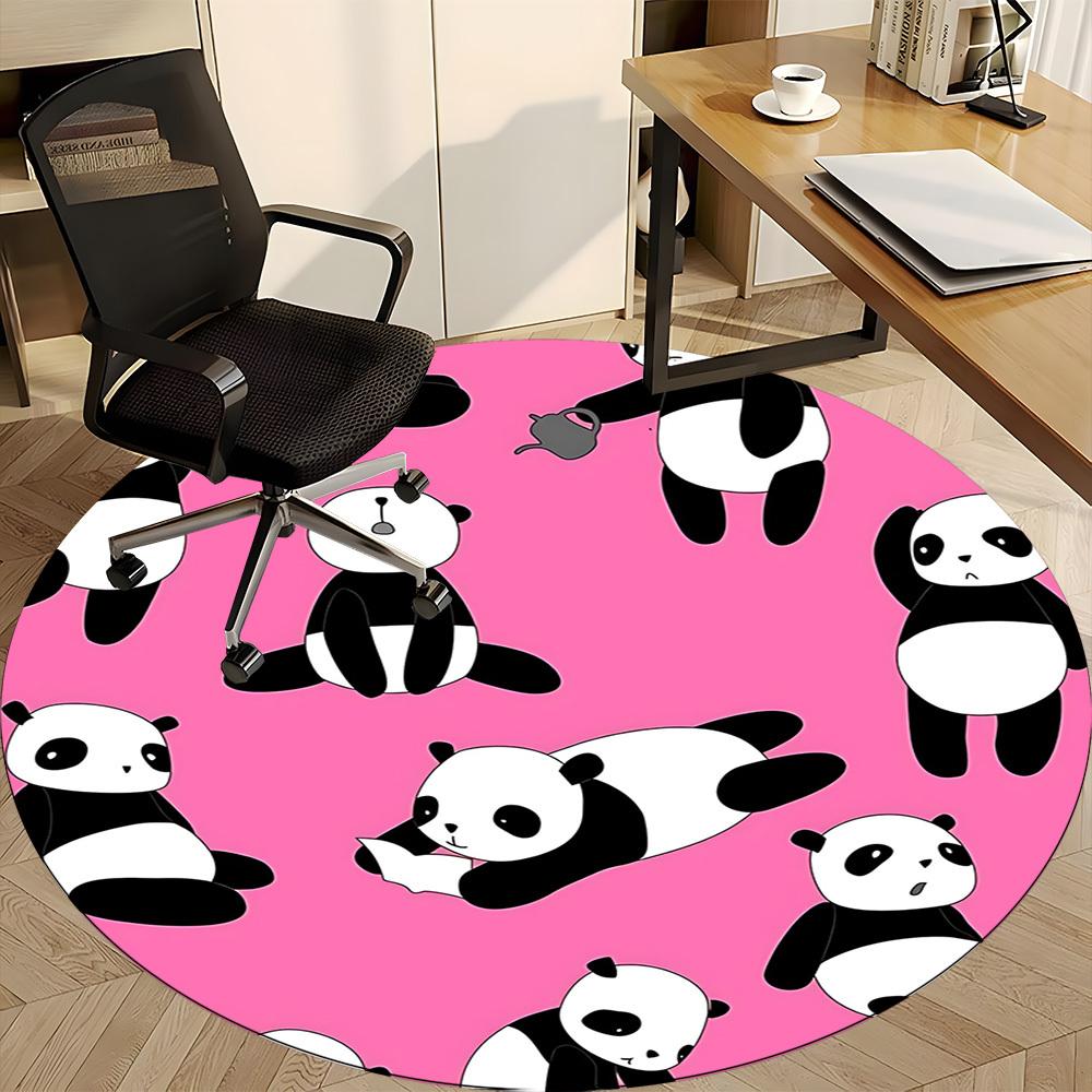 1pc Panda Circle Office Round Area Rug, Under Office Chairs Bedroom Living Room Home Decor, Room Deco, Available in Various Sizes