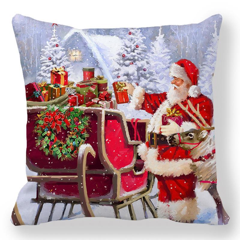 Santa Print Pillowcase New Year 2022 Christmas Decorations Home  Cushion Covers