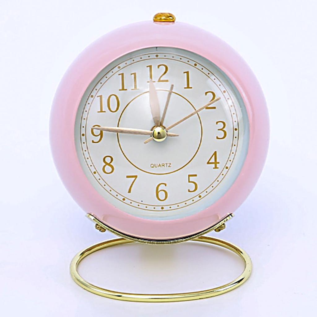 European Style Metal Clock Ingenious Mute Round Children Electronic Quartz Alarm Clock for Living