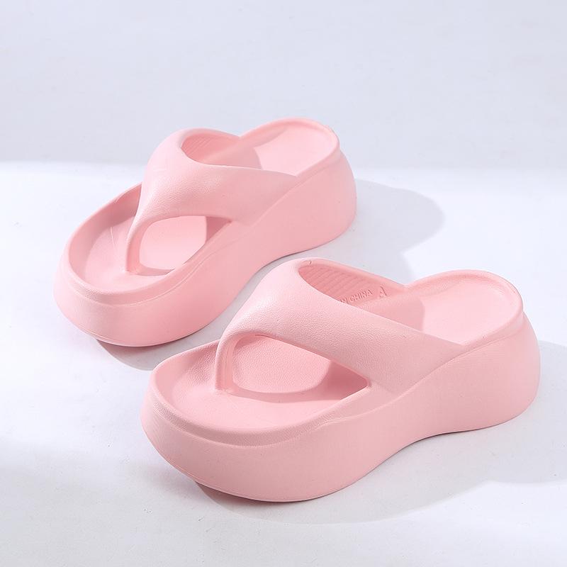 Hao Li Jia Women's Summer Thick Sole Height-Boosting Non-Slip Odor-Resistant EVA Flip Flops