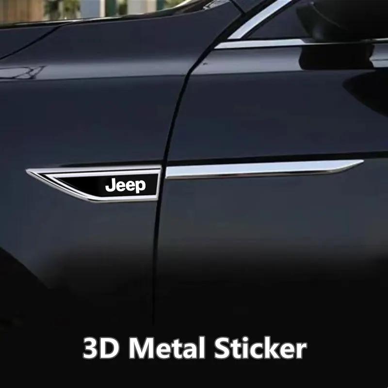 2Pcs Metal Car Fender Logo Sticker Decal for Jeep Renegade Wrangler JK Grand Cherokee Compass Patriot Car Exterior Accessories