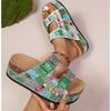 Spot Large Size New Thick-bottomed Rhinestone Double-buckle Beach Slippers Summer Foreign Trade Cork Cool Slippers Women