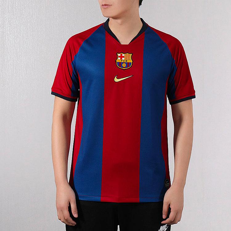 Nike FC Barcelona Football Training Short Sleeve T-Shirt Men Tops Red Blue AQ5102-431