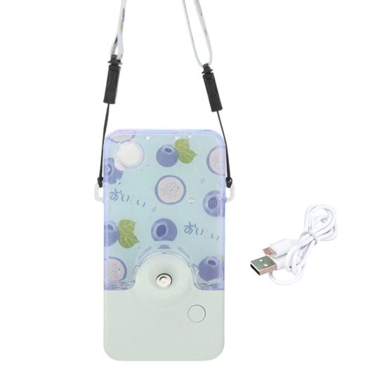 

Facial Mister Portable Hanging Neck Face Mister with 60ml Water Tank Summer Cool Mist Sprayer for Face Hydrating синий