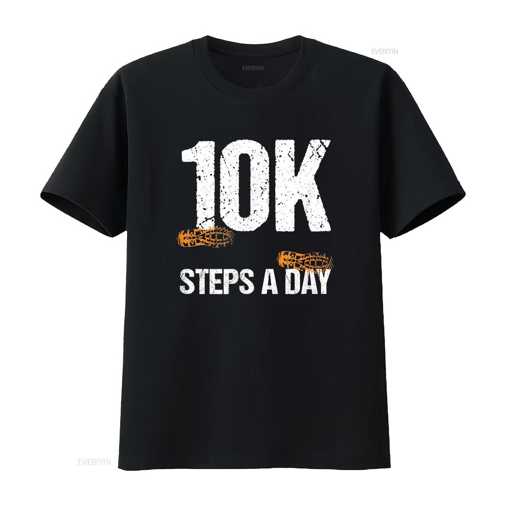 10000 Steps A Day New Year Health and Fitness Goals Walking T Shirt vintage Washed Breathable Soft streetwear designer clothes
