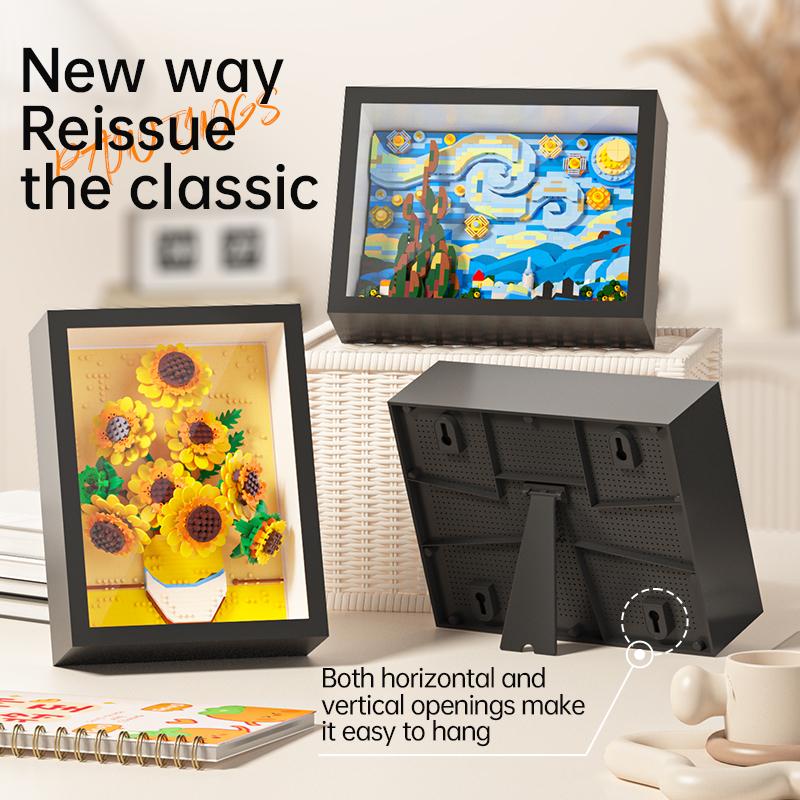 Creative 3D Micro Van Gogh Painting Frame Building Blocks Set Craft Kit Ornament Christmas Gift Adults Kids Exquisite Box