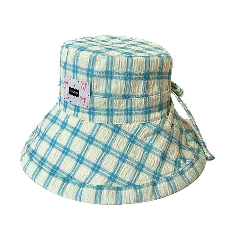 Spring and summer dopamine plaid bucket hat women's leisure sunscreen basin hat outdoor double-sided UV protection sun hat
