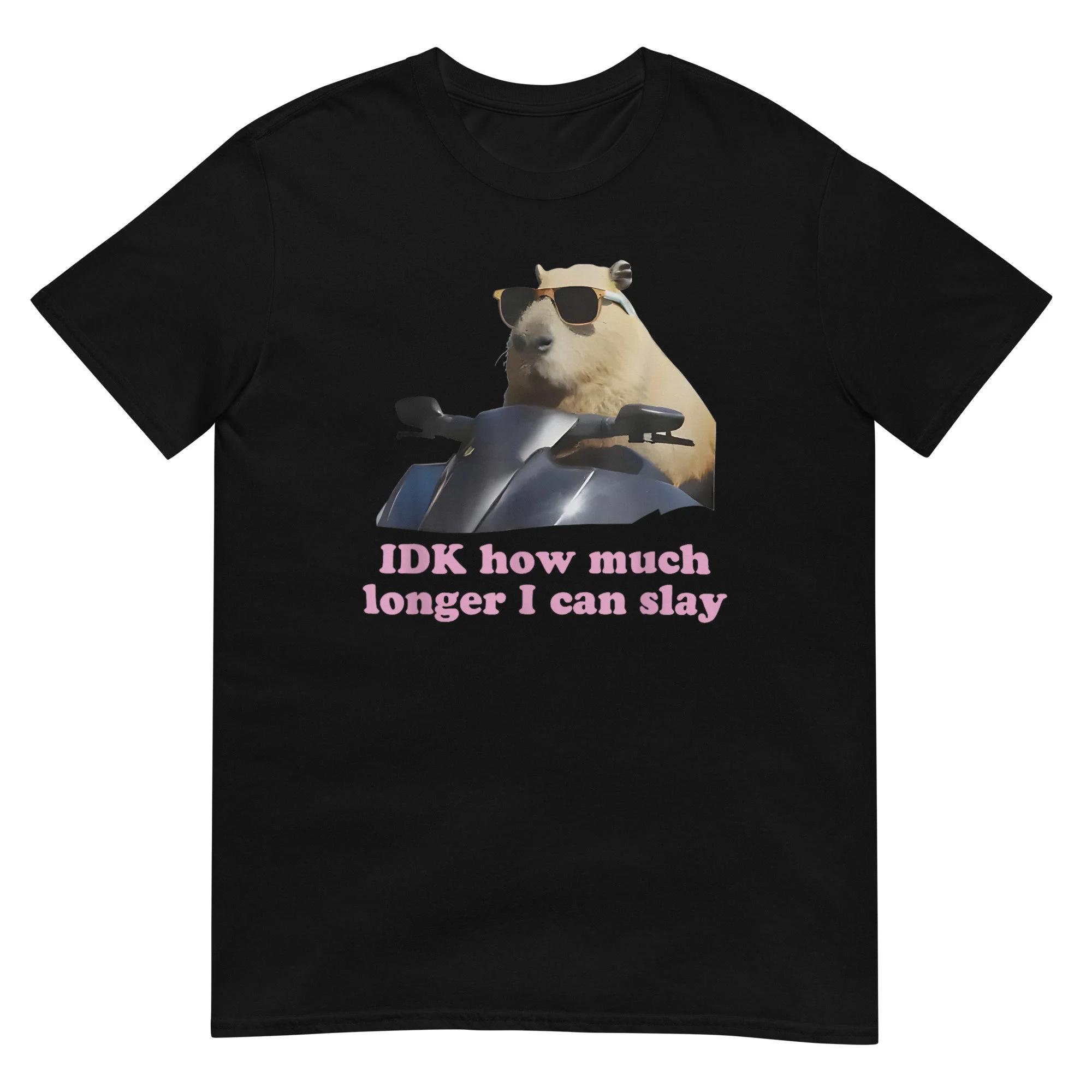 2026 UNISEX Funny Capybara Meme Graphic Tee IDK How Much Longer I Can Slay T Shirt Streetwear Cotton 2XL