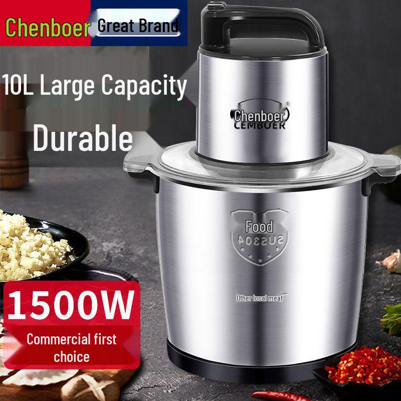 Elektrische Fleischwolf & Edelstahl-Gemüseschneider, 10L/6L Große Kapazität, für Teigtaschenfüllung, Chili, Knoblauchpaste und Kartoffelstampfer-Funktionen.
