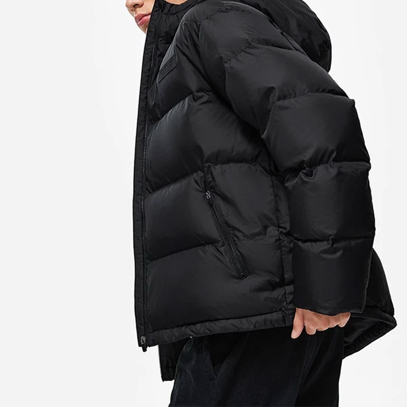Li Ning Down Jackets Men's Black Hooded Moderate Down Jacket AYMT155-1