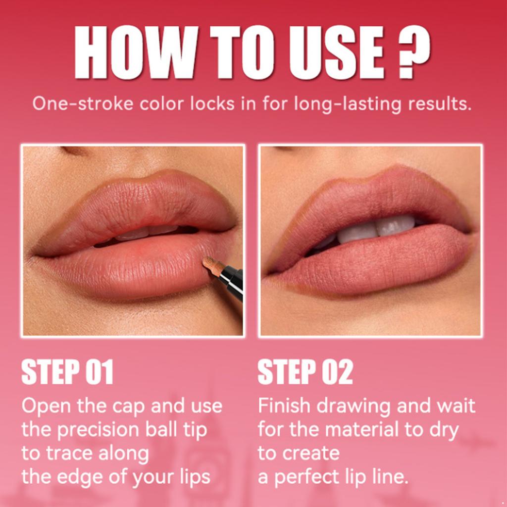 Matte Lip Liner, Water Resistant & Smudge-proof, Pigmented Color for Daily Casual, Office, or Party Use