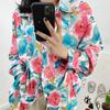 Korean-style Loose Textured Shirt with Ink Wash Printed Flowers High-end Floral Shirt with A Sense of Design