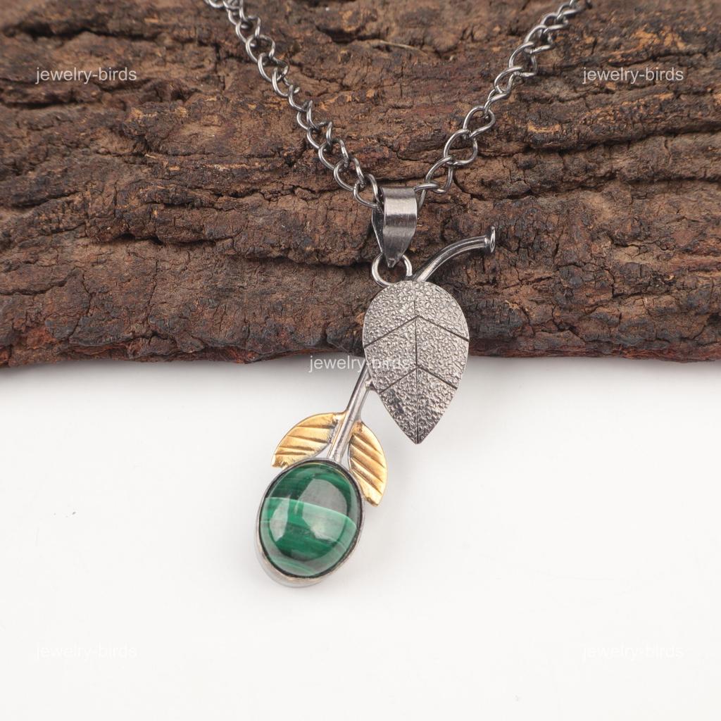 Malachite Stone 925 Sterling Silver Mother Gift Anniversary Heart Chakra Pendant PP-55-34