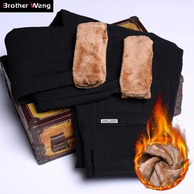 Ziemas vīriešu siltas, slaidas ikdienas bikses, biezākas flīsa, izstieptas bikses melnas pelēkas vīriešu zīmola apģērbi 