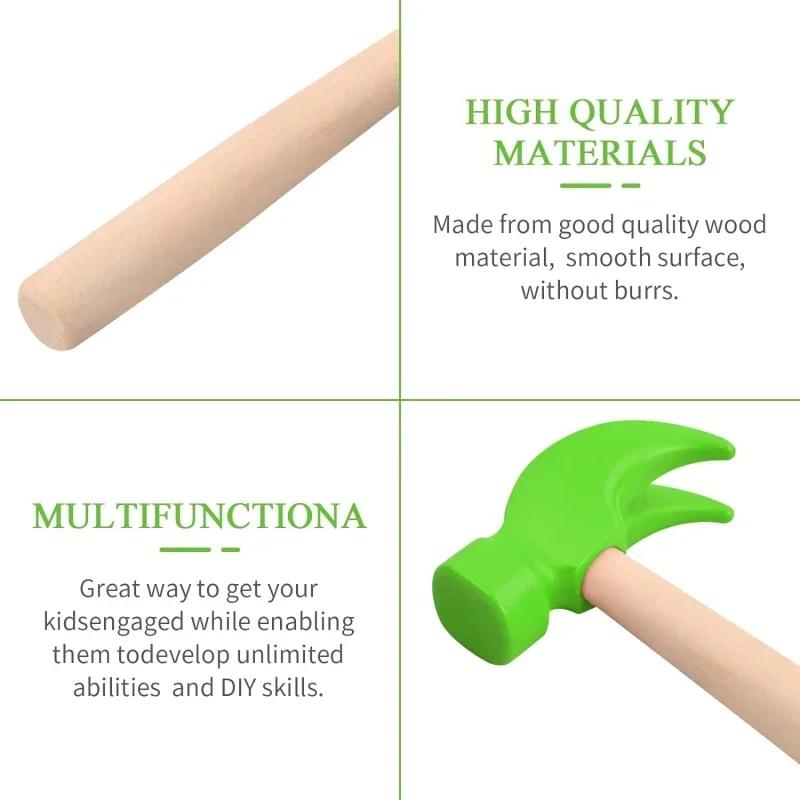 Mini Wooden Hammer Children's Learning Toy Hammer Creative DIY Wooden Woodworking Hammer Simulation Maintenance Tools