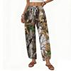 Women Camouflage Fleece Cargo Pants High Waisted Wide Leg Drawstring Jogger Sweatpants Baggy Casual Lounge Trousers
