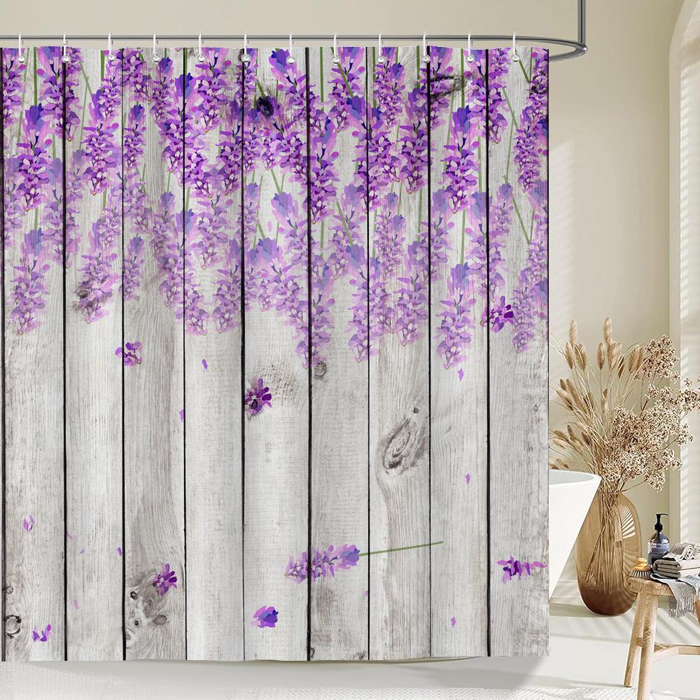 1 Pc Sunflower Patterned Polyester Material Shower Curtain Waterproof Fabric, Flowers Print Bathroom Curtain Partition Curtain