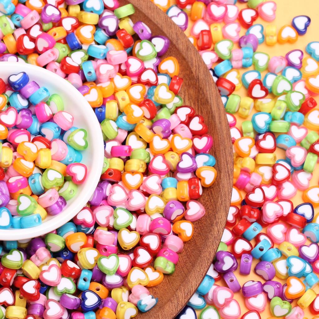 500g/pack Jewellery Making 4*8mm Heart Loose Beads Acrylic Pendant Fashion DIY Accessories Necklace Bracelet Handing Craft Earring Keychain