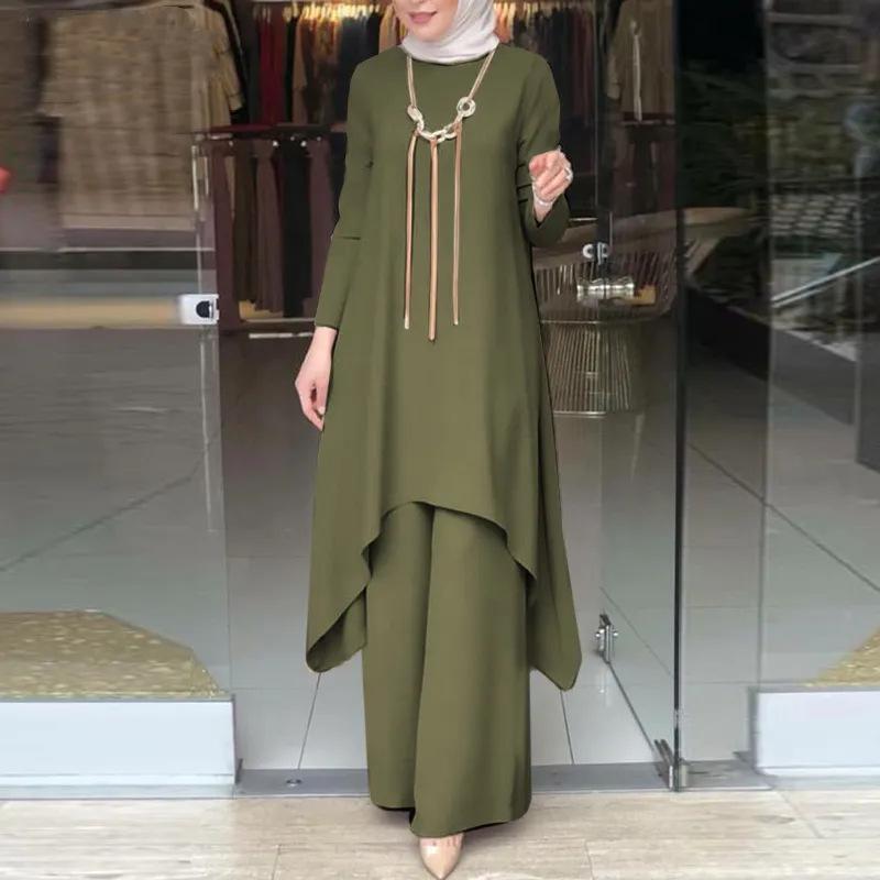2024 Hot-Selling Solid Color Muslim Attire Set