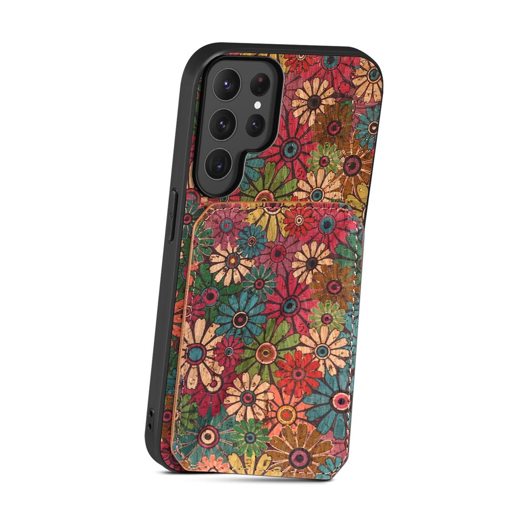 Flower Leather Phone Case for Samsung Galaxy S26 Ultra S25 Edge S24 Plus S23 Fe S22 S21 S20 Invisible Card Holder Design Cover