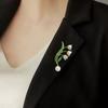Minimalist Lily of the Valley Brooch High Quality Pearl Enamel Flower Pin Elegant Design for Blazer Suit Accessories