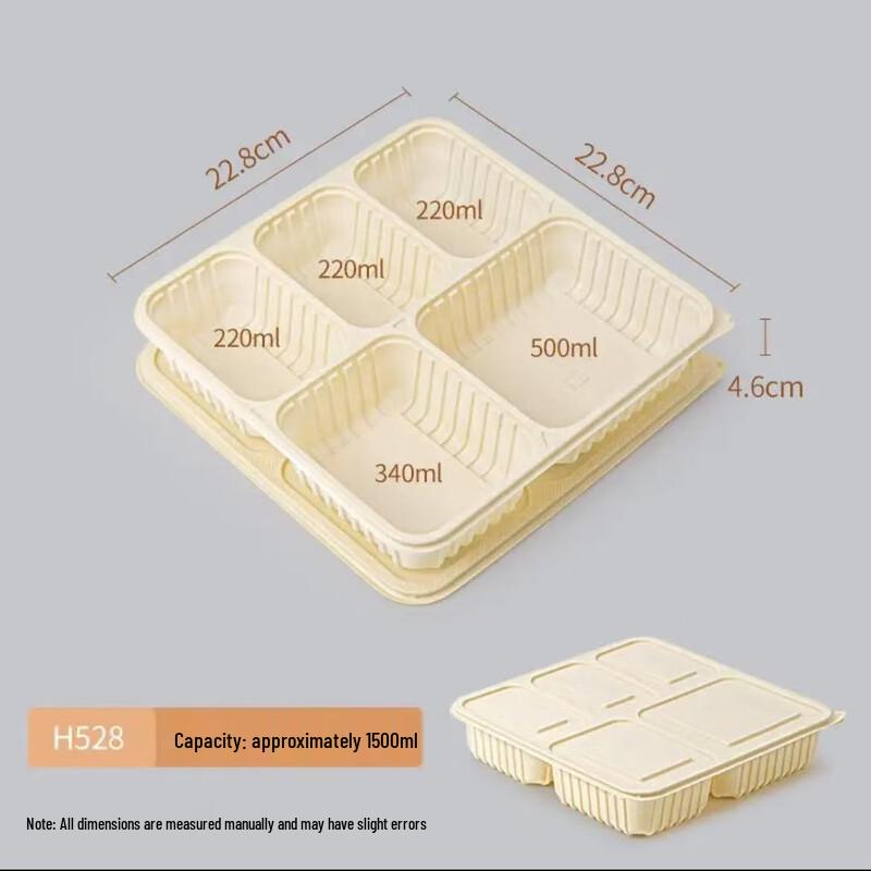 Degradable 5-Compartment Takeaway Containers with Lids