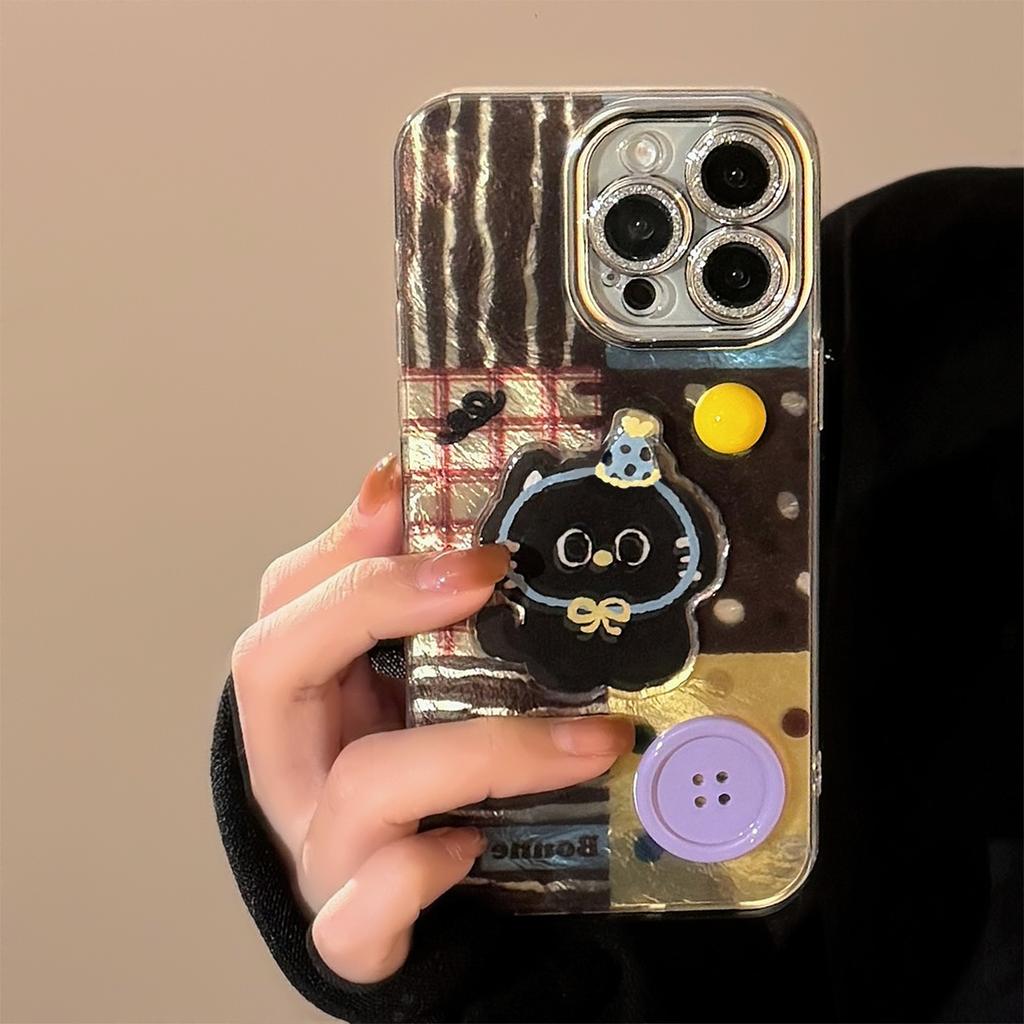 Three-dimensional Button Puppy Cat Apple 17 Mobile Phone Case IPhone 16 Suitable for 14pronax Korean Cartoon 13 Hard