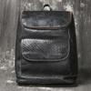 Sac à dos en cuir pour homme Cuir de bison Sac à dos d'affaires pour les trajets domicile-travail Sac à dos pour ordinateur Sac à dos de voyage de loisirs