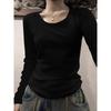 American Style Slim Fit Gray Long Sleeve Women's T-Shirt - Autumn/Winter Wear