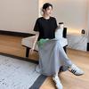 DIMANAF 2025 Women Summer Plus Size Long Dress Vintage Short Sleeve Shirt Dress Basic Elegant Casual Oversized Loose Dress