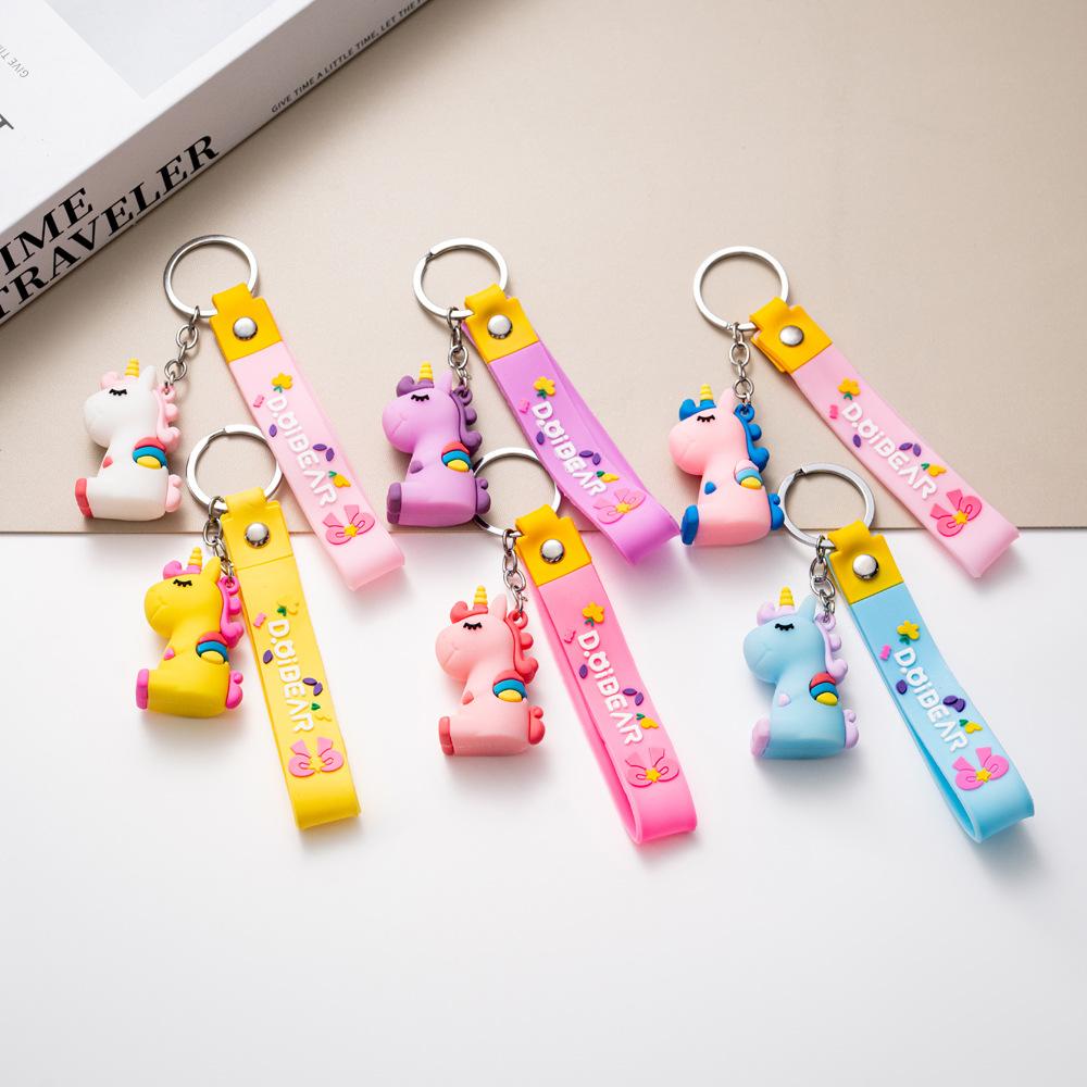 Cartoon Rainbow Unicorn Keychain Pendant New Year's Edition Bag Pendant Car Keychain Gift